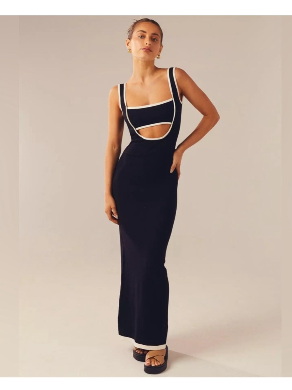 Peppermayo “Lost in Paris” Black Knit Maxi Dress (S/M)